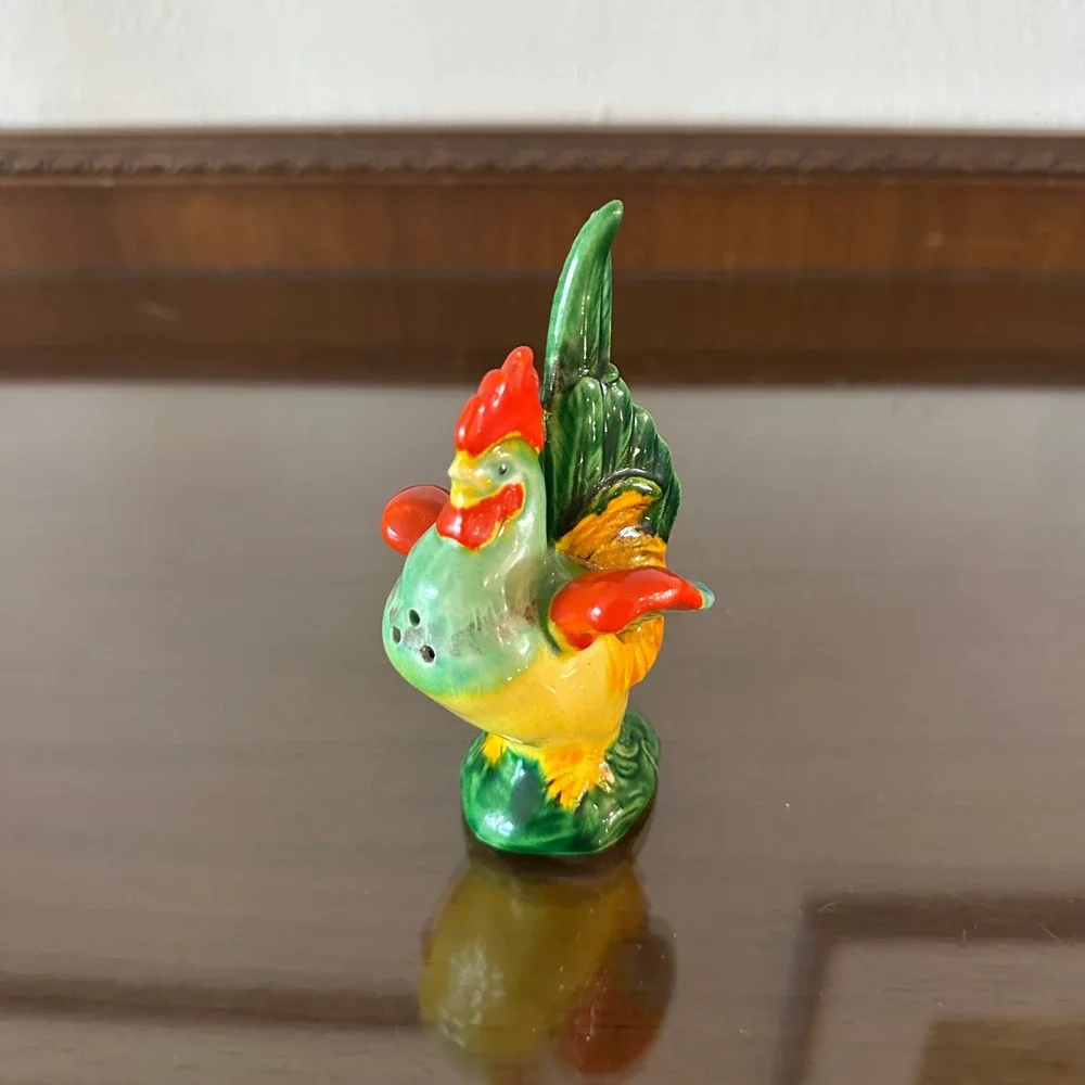 Vintage Made in Japan Ceramic Rooster Salt‎ Pepper Shaker Figurine Colorful 5